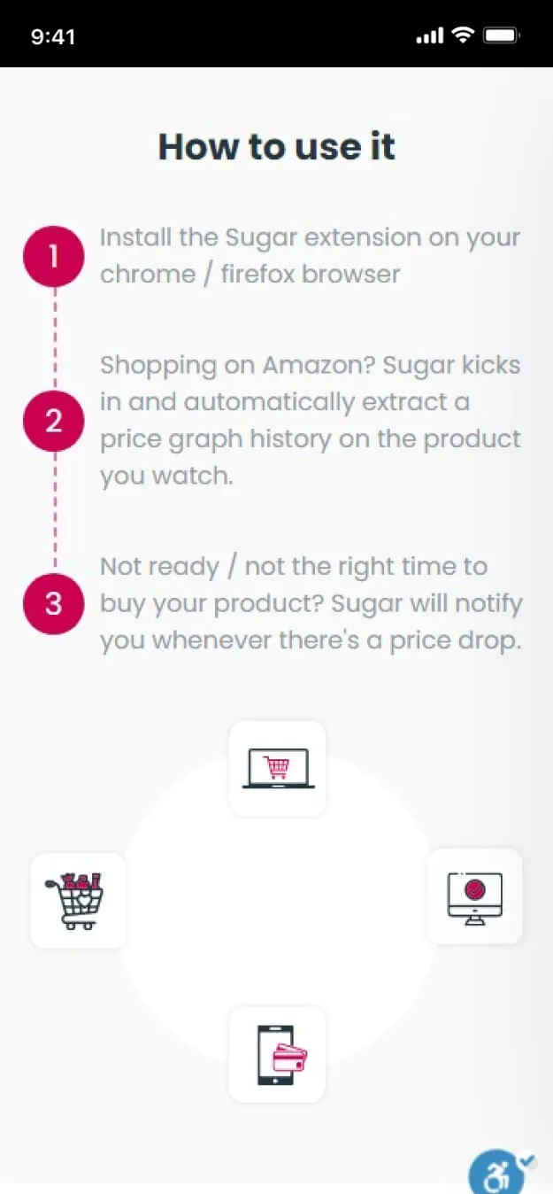 Sugar website on mobile, screen 2