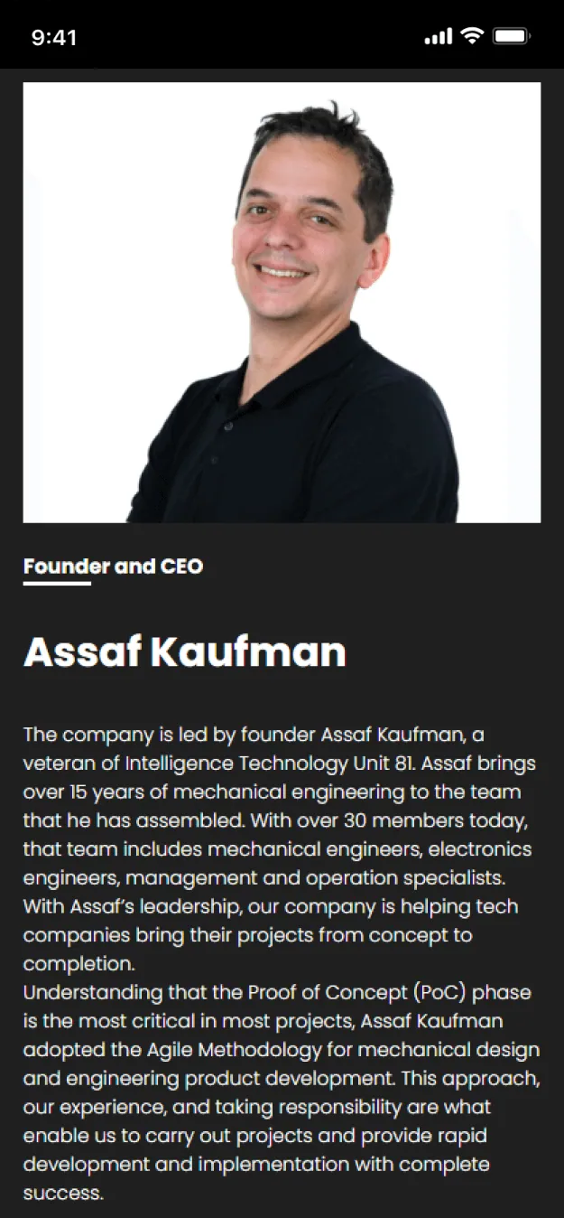 Kaufman website on a phone, screen 2