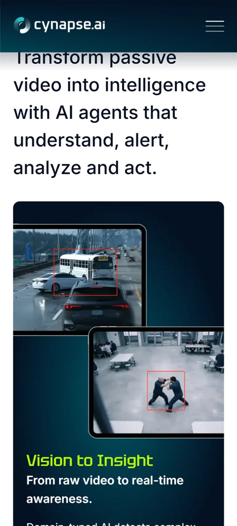 cynapse.ai website on mobile, screen 2