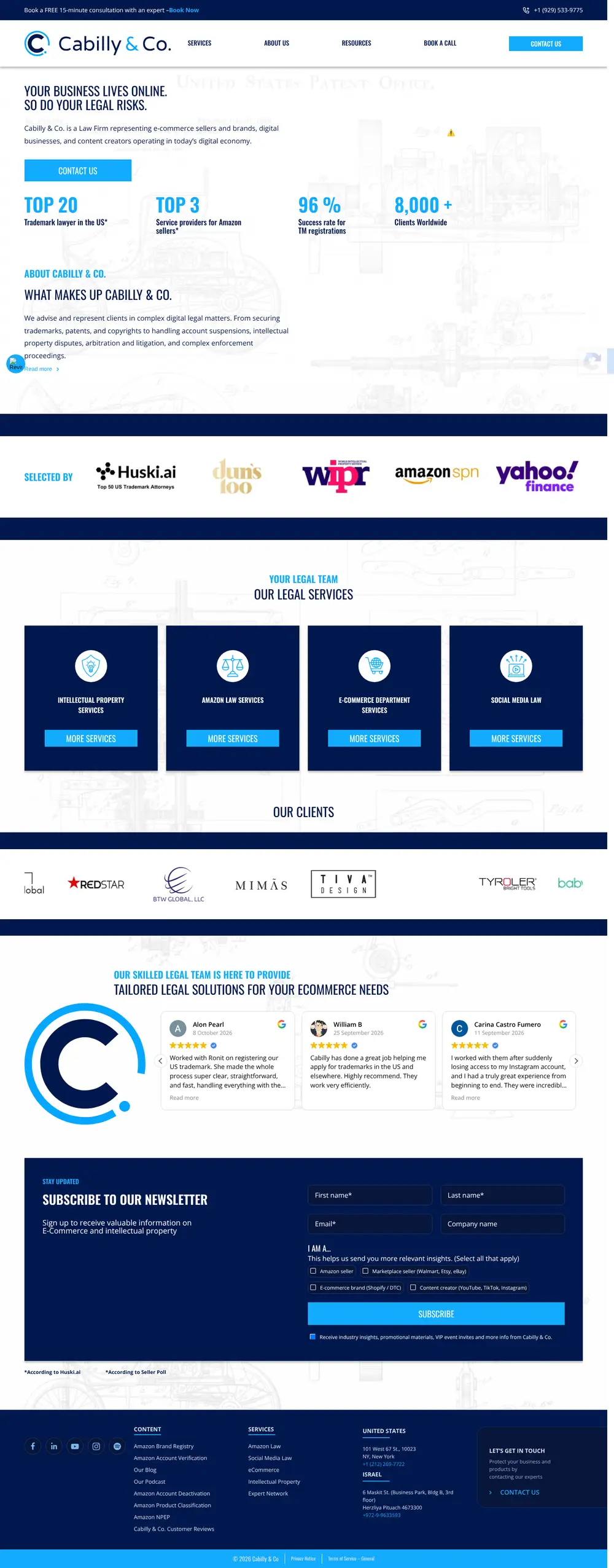 Full-page screenshot of the Cabilly & Co. website