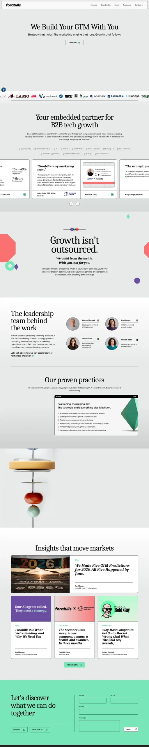 Full-page screenshot of the Forabilis website