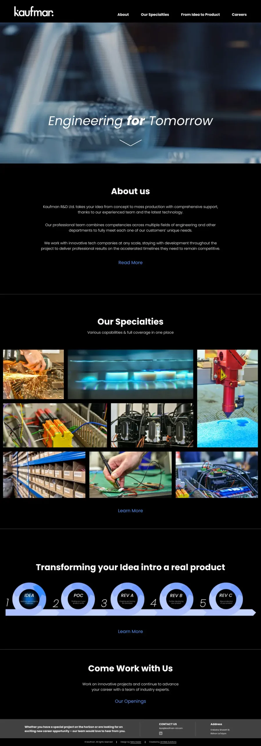 Full-page screenshot of the Kaufman website