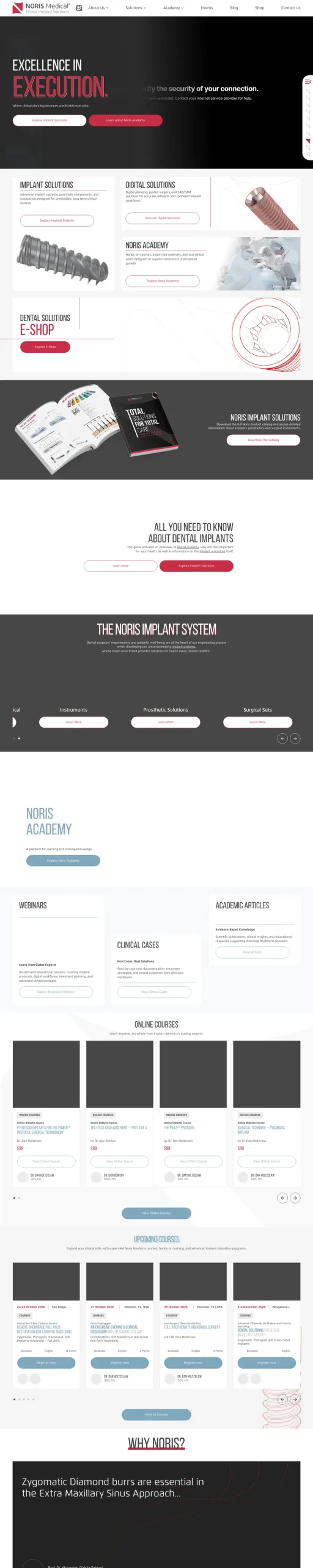 Full-page screenshot of the Noris Medical website